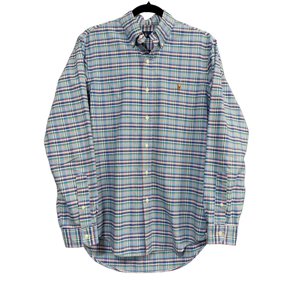 Ralph Lauren Casual Blue and Green Plaid Button Down Shirt Size S